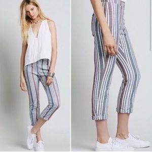 Free people Festival striped linen crop pants